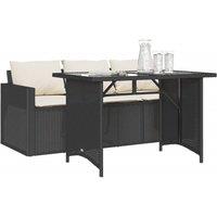 Berkfield Home Beautiful 2 Piece Garden Dining Set with Cushions Black Poly Rattan