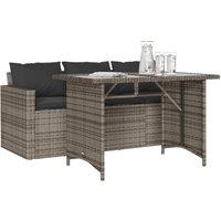 Berkfield Home Beautiful 2 Piece Garden Dining Set with Cushions Grey Poly Rattan