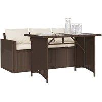 Berkfield Home Beautiful 2 Piece Garden Dining Set with Cushions Brown Poly Rattan