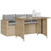 Berkfield Home Beautiful 2 Piece Garden Dining Set with Cushions Beige Poly Rattan