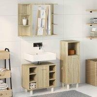 Berkfield Home Suitable 3 Piece Bathroom Furniture set Sonoma Oak Engineered Wood in Light Tan