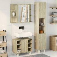 Berkfield Home Suitable 3 Piece Bathroom Furniture set Sonoma Oak Engineered Wood in Light Tan