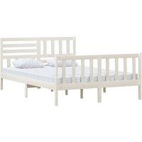 Berkfield Home Beautiful Bed Frame White Solid Wood 140x200 cm