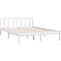 Berkfield Home Modern Bed Frame White Solid Pinewood 160x200 cm