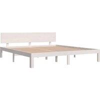 Berkfield Home Beautiful Bed Frame White Solid Wood 180x200 cm Super King Size
