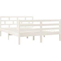 Berkfield Home Beautiful Bed Frame White Solid Wood Pine 140x190 cm