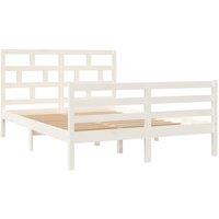 Berkfield Home Beautiful Bed Frame White Solid Wood Pine 140x200 cm