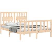 Berkfield Home Beautiful Bed Frame with Headboard 120x200 cm Solid Wood in Light Tan