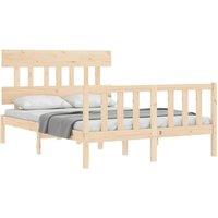 Berkfield Home Beautiful Bed Frame with Headboard 140x190 cm Solid Wood in Light Tan