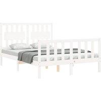 Berkfield Home Beautiful Bed Frame with Headboard White 140x200 cm Solid Wood