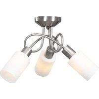 Berkfield Home Elegant Ceiling Lamp with Ceramic Shades for 3 E14 Bulbs White Cone