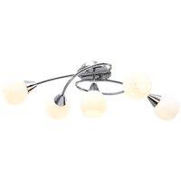 Berkfield Home Elegant Ceiling Lamp with Ceramic Shades for 5 E14 Bulbs White Bowl