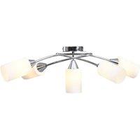 Berkfield Home Elegant Ceiling Lamp with Ceramic Shades for 5 E14 Bulbs White Cone