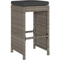 Berkfield Home Beautiful Garden Bar Stools with Cushions 4 pcs Grey Poly Rattan