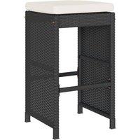 Berkfield Home Beautiful Garden Bar Stools with Cushions 4 pcs Black Poly Rattan