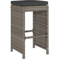 Berkfield Home Beautiful Garden Bar Stools with Cushions 6 pcs Grey Poly Rattan