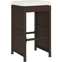Berkfield Home Beautiful Garden Bar Stools with Cushions 4 pcs Brown Poly Rattan