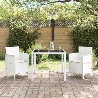 Berkfield Home White Garden Chairs with Cushions 2 pcs White Poly Rattan