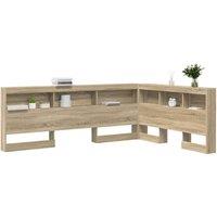 Berkfield Home Storage Headboard with Shelf Sonoma oak 140 cm Engineered wood in Brown