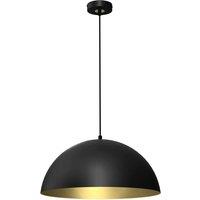 Milagro Beta Pedant Lamp 45cm Hand Made In Matt Black With A Golden Interior