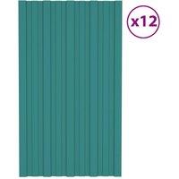Berkfield Home Roof Panels 12 pcs Galvanised Steel Green 80x45 cm