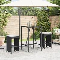 Berkfield Home Garden Bar Stools with Cushions 2 pcs Black Poly Rattan