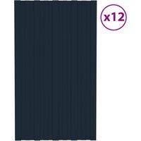 Berkfield Home Roof Panels 12 pcs Galvanised Steel Anthracite 80x45 cm