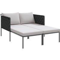 Berkfield Home Sunbed with Cushions 2-Person Anthracite 115x153x69, 5 cm Steel