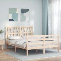 Berkfield Home Bed Frame with Headboard 140x200 cm Solid Wood in Brown
