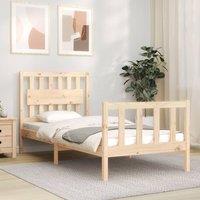 Berkfield Home Bed Frame with Headboard Single Solid Wood in Brown