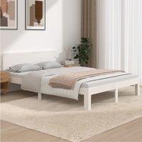Berkfield Home Bed Frame White Solid Wood 135x190 cm Double