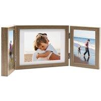 Berkfield Home Trifold Photo Frame Collage Light Brown 22x15 cm+2x | Size: 22x15 cm