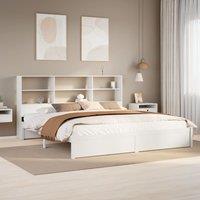 Berkfield Home Bookcase Bed without Mattress White 180x200cm Super King Solid Wood Pine