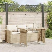 Berkfield Home 2 Piece Garden Dining Set with Cushions Beige Poly Rattan