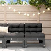 Berkfield Home Middle Sofas with Cushions 2 pcs Grey Solid Wood Pine
