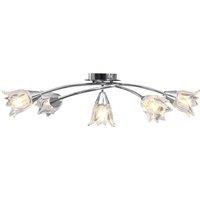 Berkfield Home Ceiling Lamp with Transparent Glass Shades for 5 E14 Bulbs Tulip in Black