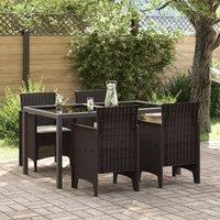 Berkfield Home Garden Chair Set of 4 Brown with cream white cushion