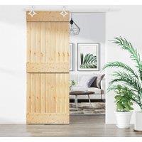 Berkfield Home Sliding Door with Hardware Set 70x210 cm Solid Wood Pine in Brown