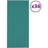 Berkfield Home Roof Panels 36 pcs Galvanised Steel Green 100x45 cm