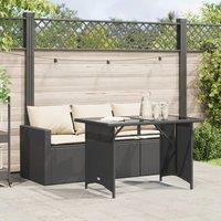 Berkfield Home 2 Piece Garden Dining Set with Cushions Black Poly Rattan