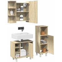 Berkfield Home 3 Piece Bathroom Furniture set Sonoma Oak Engineered Wood in Brown