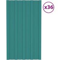 Berkfield Home Roof Panels 36 pcs Galvanised Steel Green 80x45 cm