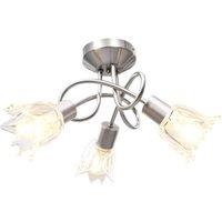 Berkfield Home Ceiling Lamp with Transparent Glass Shades for 3 E14 Bulbs Tulip in Black