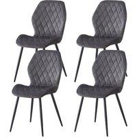 SONARA Modern Velvet Dining Chairs Set of 4 with Ergonomic Curved Backrest in Grey
