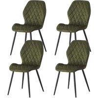 SONARA Modern Velvet Dining Chairs Set of 4 with Ergonomic Curved Backrest in Green