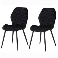 SONARA Modern Velvet Dining Chairs Set of 2 with Ergonomic Curved Backrest in Black