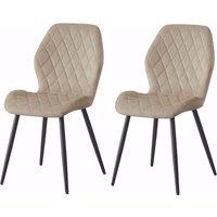 SONARA Modern Velvet Dining Chairs Set of 2 with Ergonomic Curved Backrest in Beige