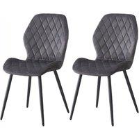 SONARA Modern Velvet Dining Chairs Set of 2 with Ergonomic Curved Backrest in Grey