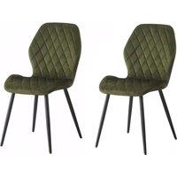SONARA Modern Velvet Dining Chairs Set of 2 with Ergonomic Curved Backrest in Green