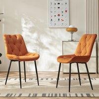 SONARA Modern Set of 2 Velvet Dining Chairs with Ergonomic Upholstered Seat in Orange